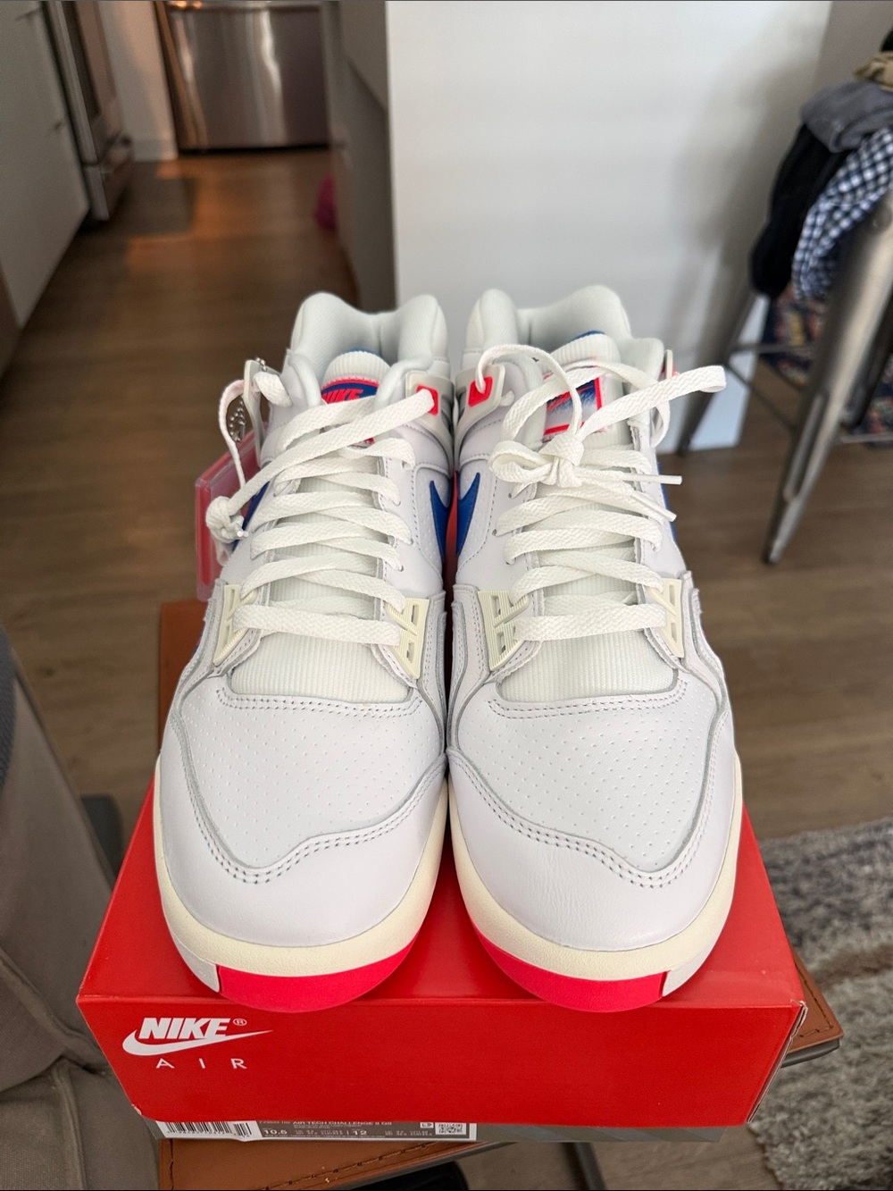 Nike White Sneakers with Pink & Blue Highlights